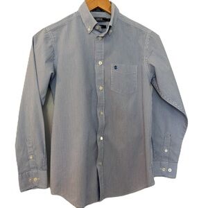 Izod Boy’s Blue & White Stripe Button Down Dress Shirt Size 14